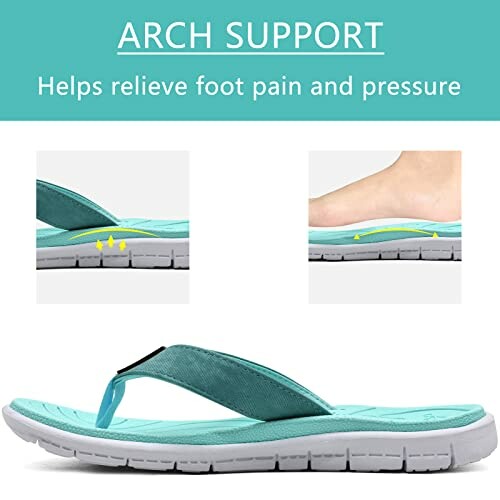 Sandals with arch support for foot pain relief.