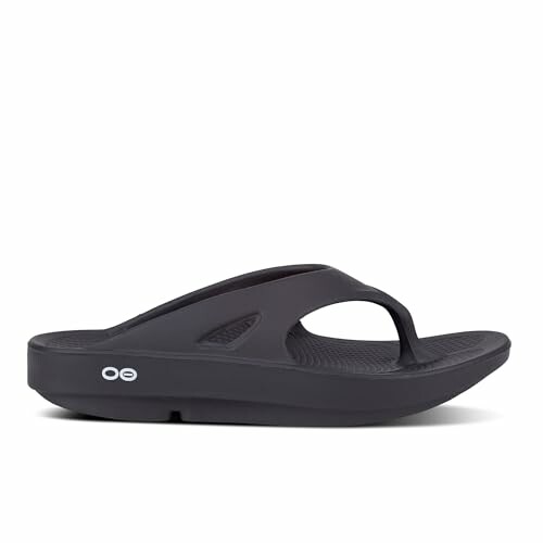 Black flip flop sandal with thick sole