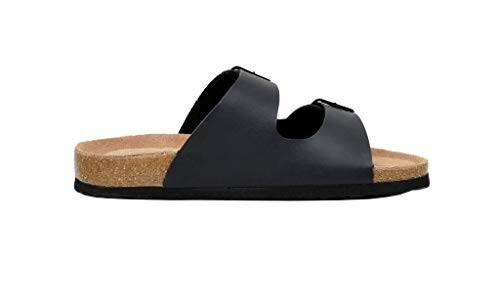 Black slide sandal with cork sole