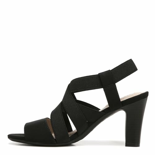 Black strappy high heel shoe