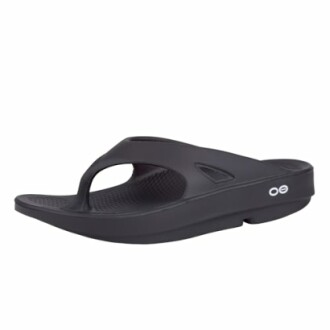 Black thong sandal with cushioned sole