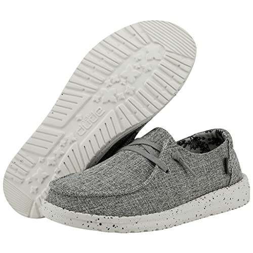 Gray casual slip-on shoes with speckled sole