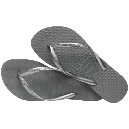 Pair of gray flip-flops with textured straps