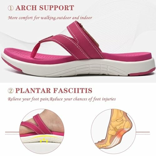 Pink orthopedic sandal with arch support and plantar fasciitis relief features.