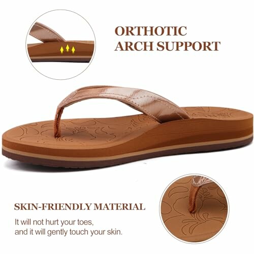 Orthotic arch support sandals with skin-friendly material.