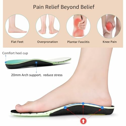 Orthotic insoles for flat feet, overpronation, plantar fasciitis, and knee pain relief.