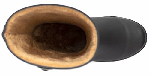 Top view of a black winter boot with fur lining.