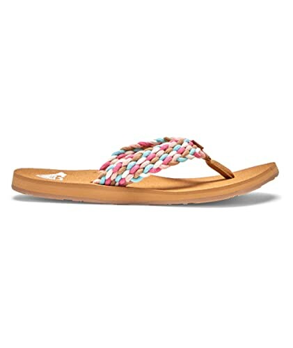 Colorful woven thong sandal with flat sole