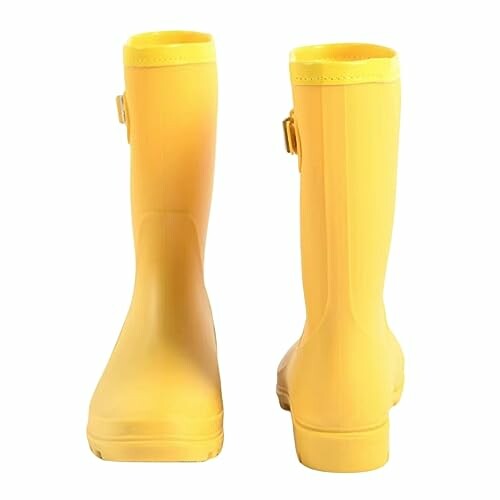 Yellow rain boots front and back view